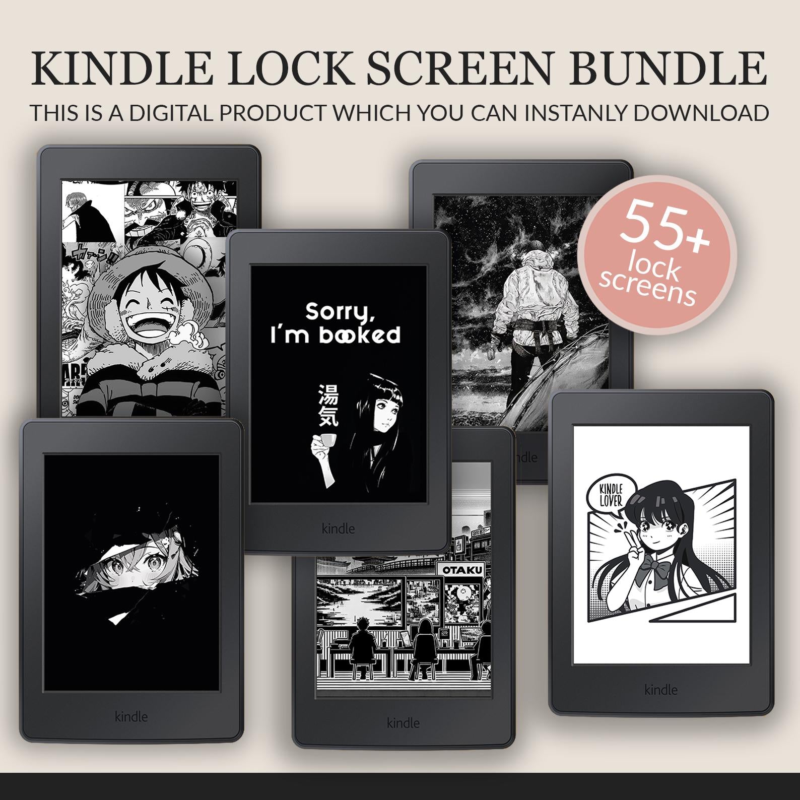Manga Kindle Lock Screens: Comic Wallpaper Bundle