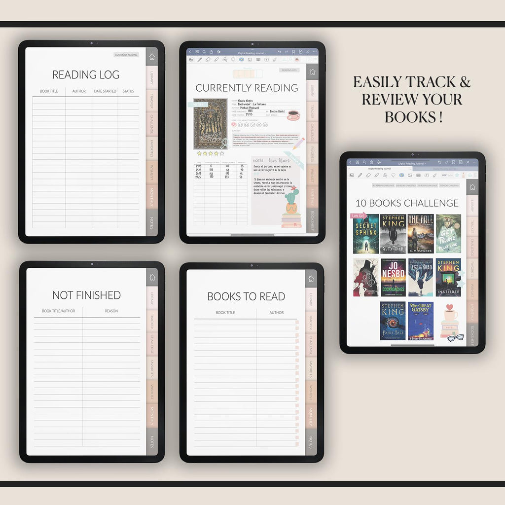 Reading Journal for GoodNotes | Book Tracker | Books Lover with 500+ Stickers