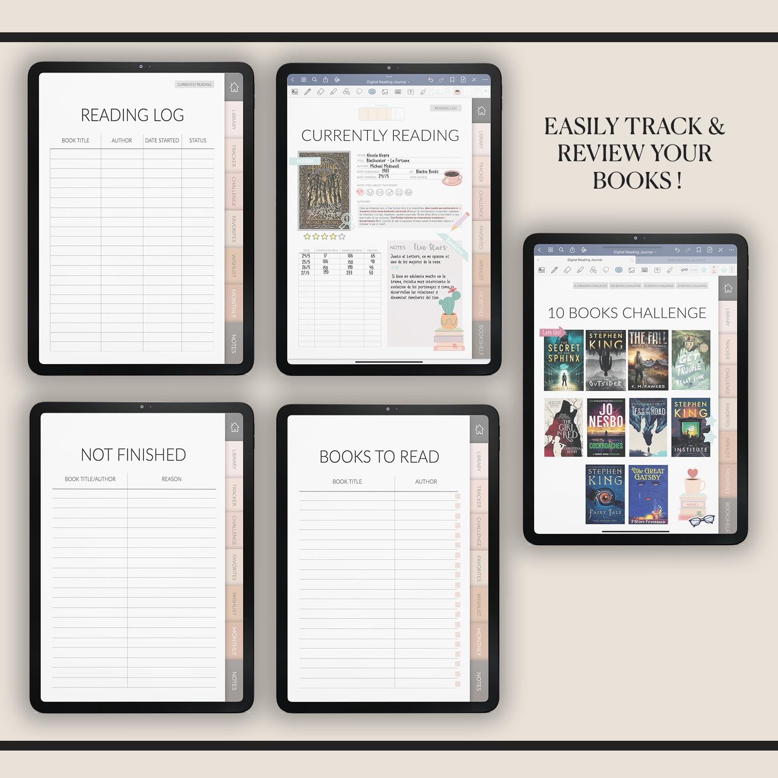 Reading Journal for GoodNotes | Book Tracker | Books Lover with 500+ Stickers