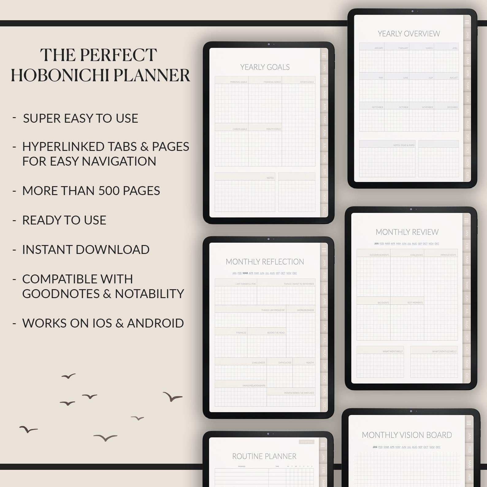 Undated Hobonichi Planner: iPad GoodNotes Compatible