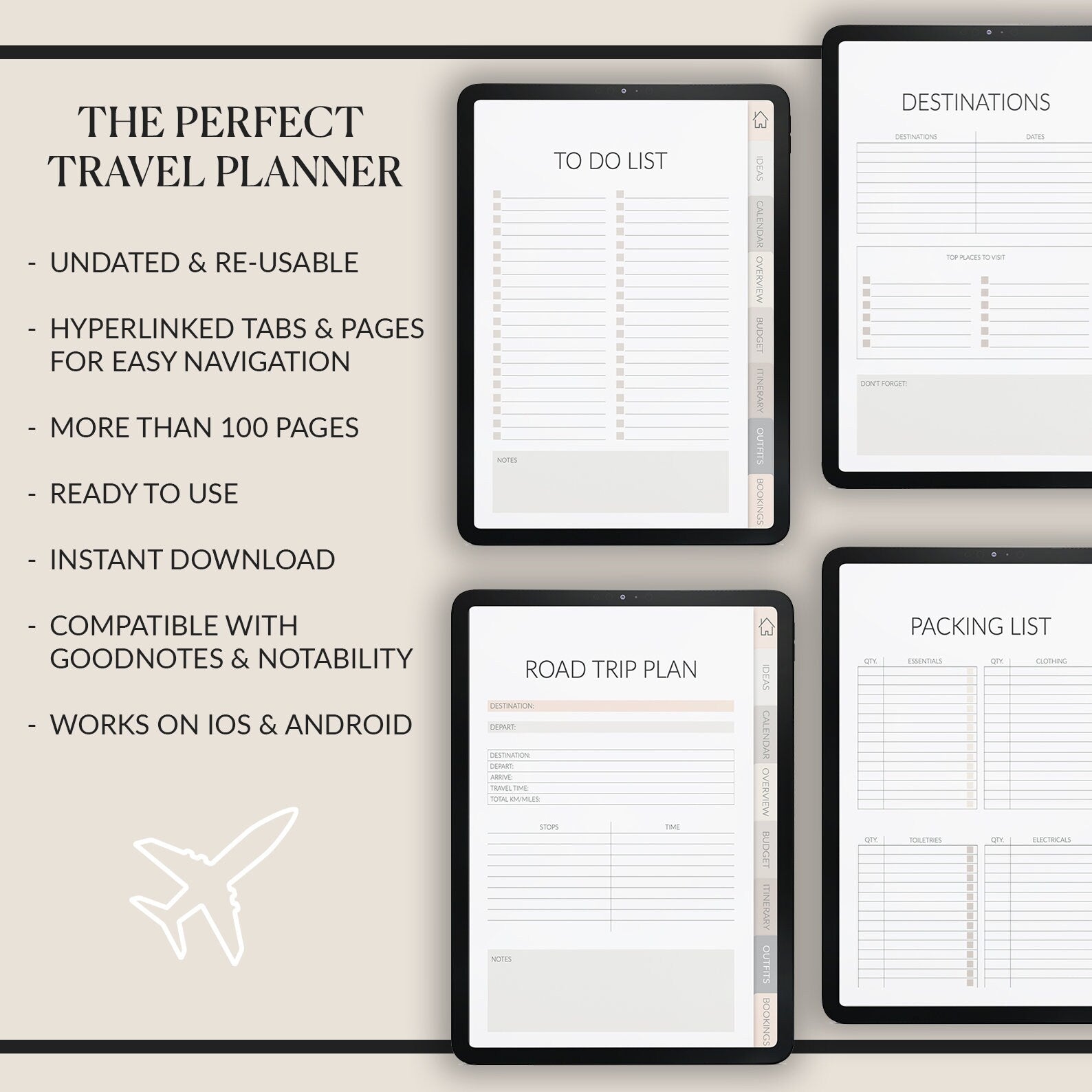 Travel Planner | Itinerary | Budget | +500 Stickers