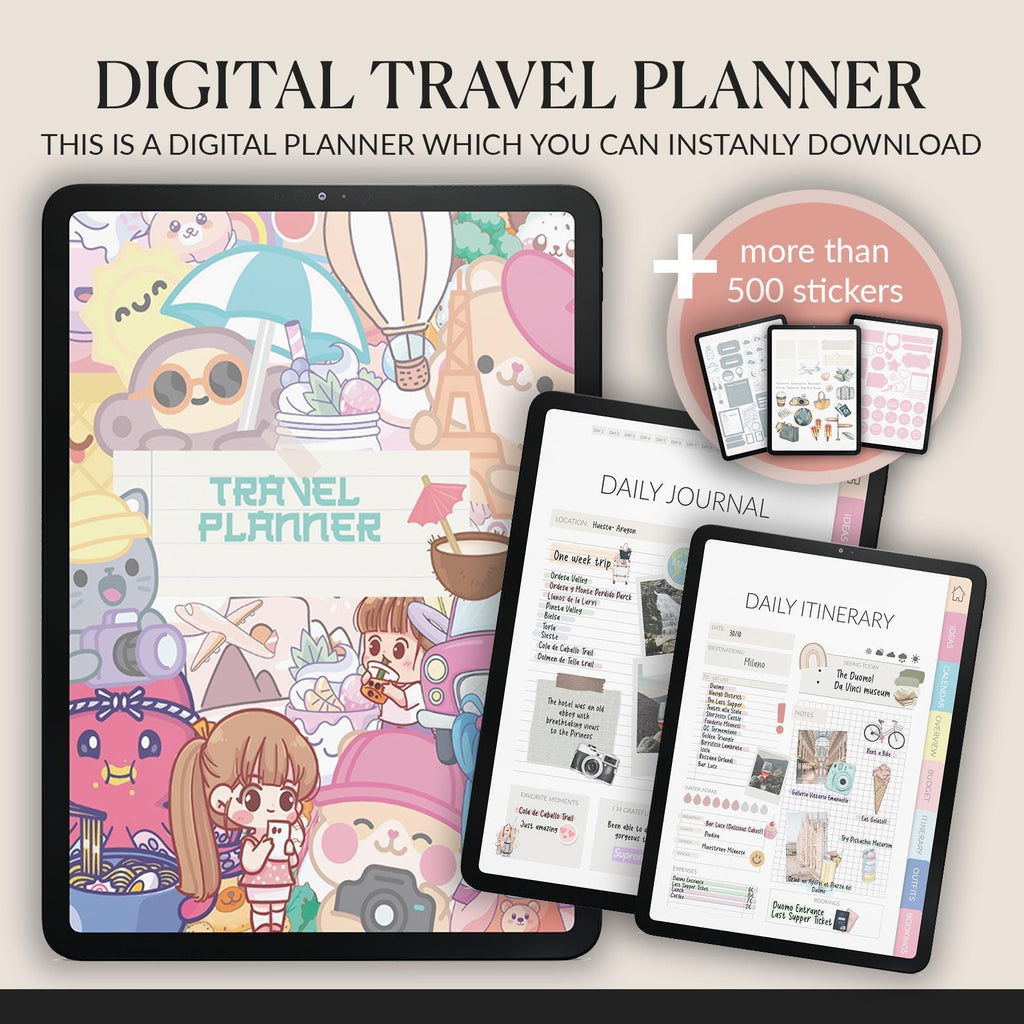 Travel Planner | Kawaii Stickers | Trip Itinerary
