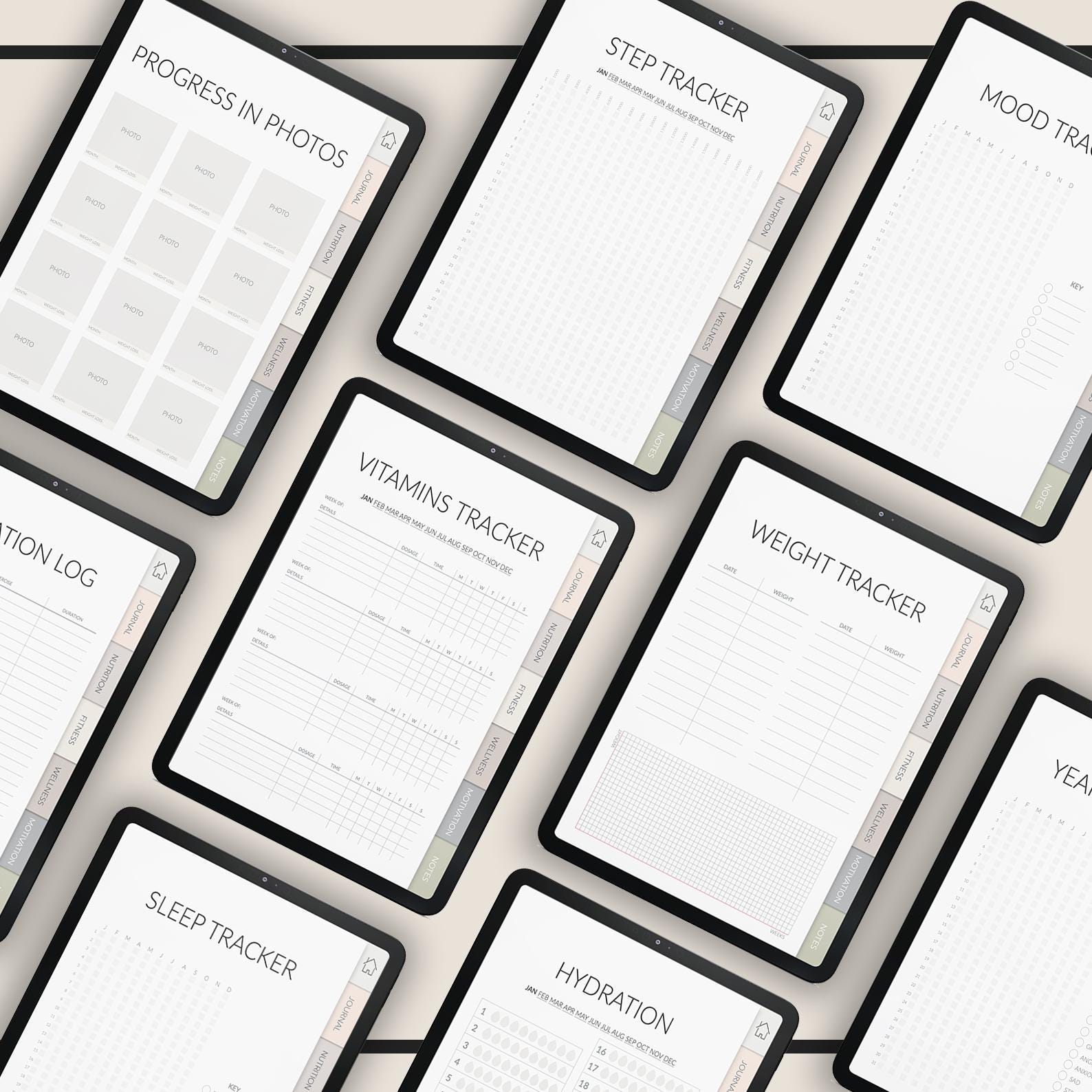 Fitness & Wellness Planner | Mood Tracker | Mindfulness Journal | Workout and Meal Organizer