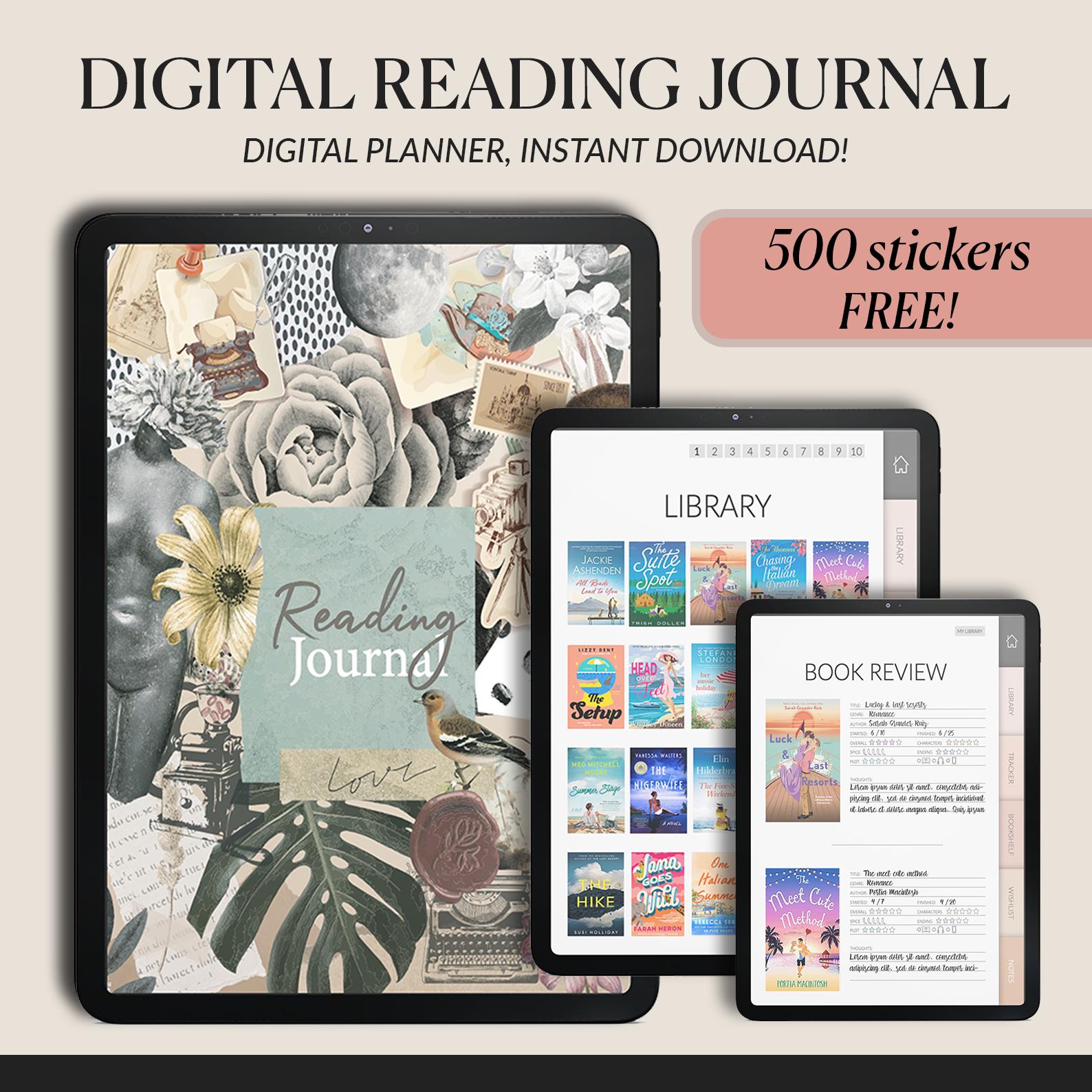 Reading Journal for GoodNotes | Book Tracker | Books Lover with 500+ Stickers